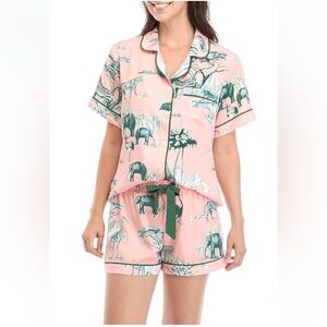 NWT Katie Kime Safari Toile 2 Piece Pajama Set